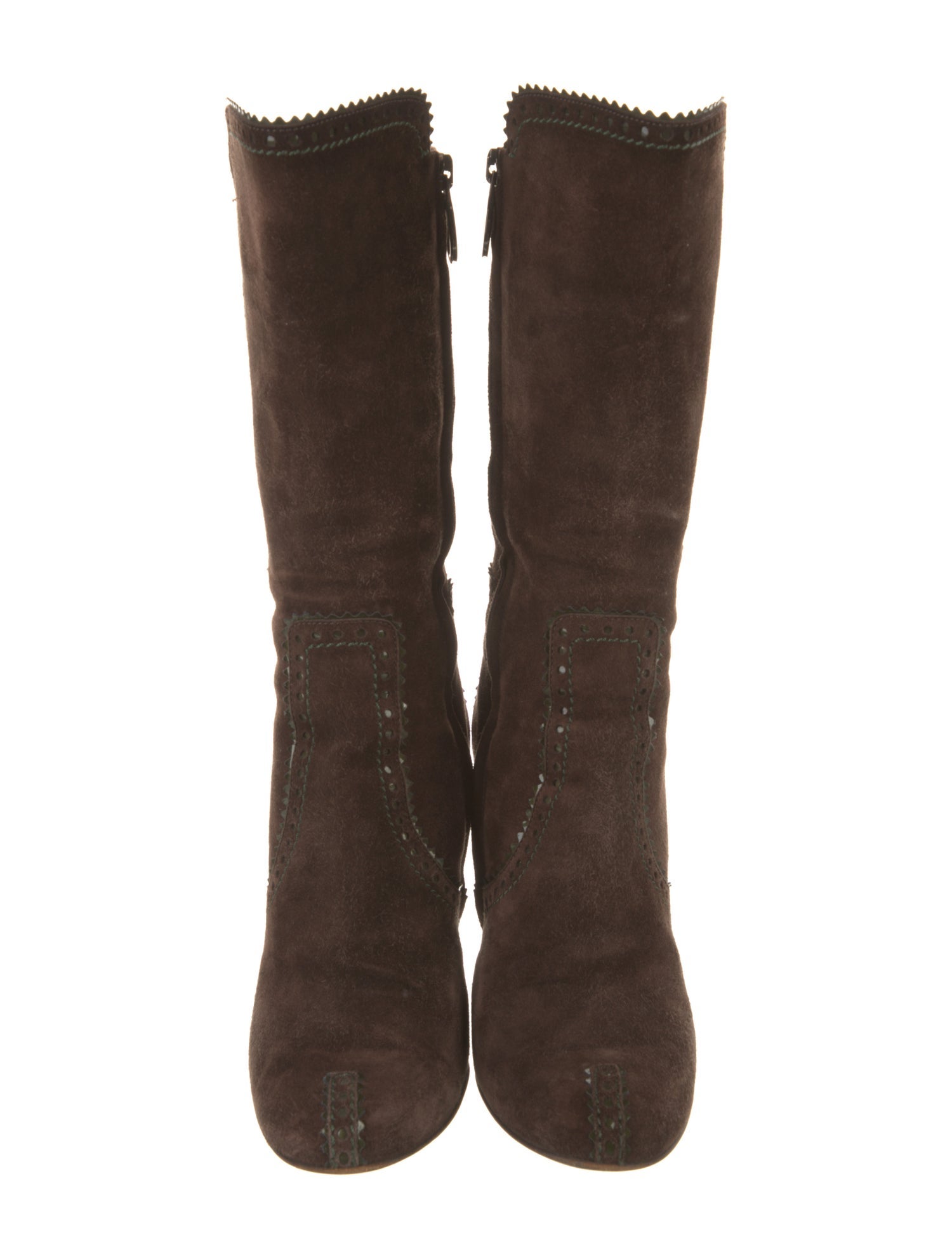 Sergio Rossi Suede Leather Trim Embellishment Sock Boots